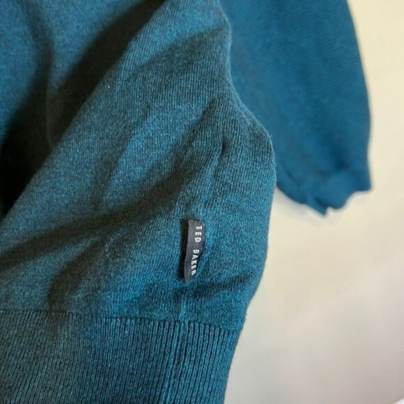 Ted Baker London Knitted 1/4 Zip Funnel Neck Sweater Size XL Viscose Cotton - Picture 8 of 14